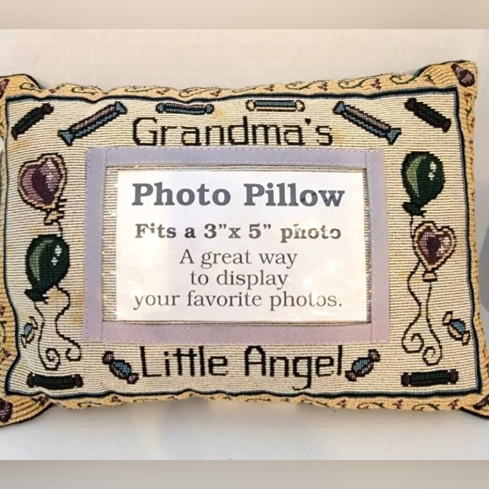 "Grandma's Angel" ☆ For the Way You Live Tapestry Photo Holder Pillow 12"×8.5"